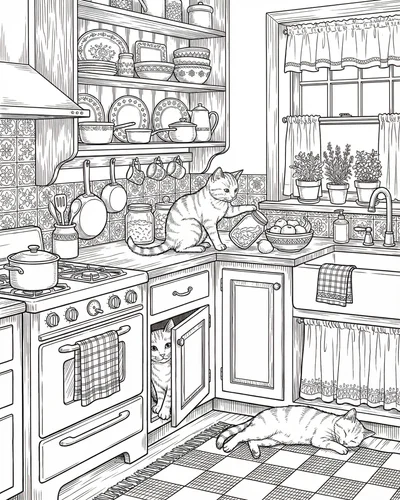 Free printable cat sitting by window with garden view coloring page coloring page for adults and kids