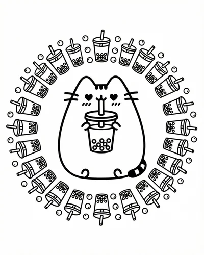 Free printable pusheen boba 24 coloring page for adults and kids