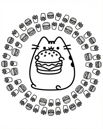Free printable pusheen burger 23 coloring page for adults and kids