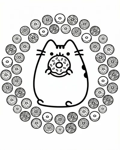 Free printable pusheen donut 21 coloring page for adults and kids