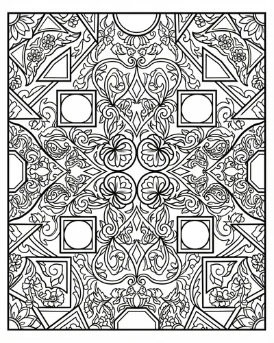 Bold cross-shaped pillar tile mandala with intricate scrollwork filling the negative space