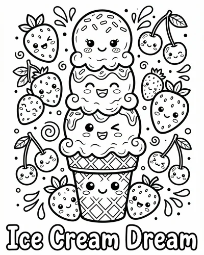 Free printable popsicle party with watermelon orange strawberry and rainbow ice pops coloring page for kids