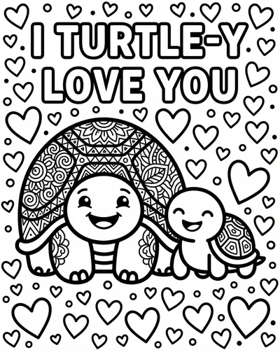 Free printable turtle y love you 1 coloring page for adults and kids