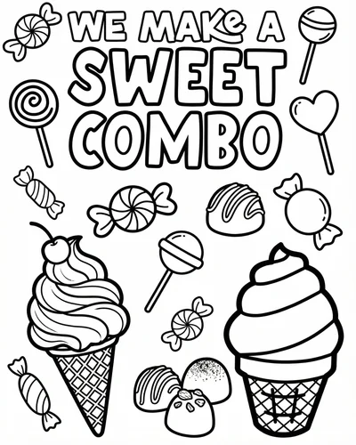 Free printable we make a sweet combo 1 coloring page for adults and kids