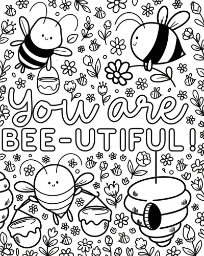 Free printable you are bee utiful 1 coloring page for adults and kids