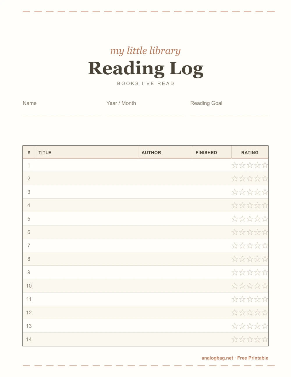 Reading Log Printables preview