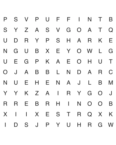 Free printable animal word search puzzle 2, 11x11 grid, 2 directions, US Letter PDF with answer key