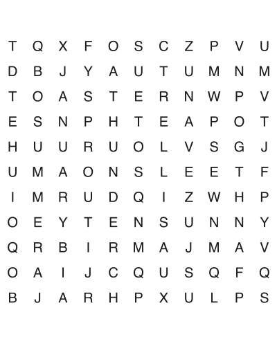 Free printable easy word search puzzle 4, 11x11 grid, 2 directions, US Letter PDF with answer key