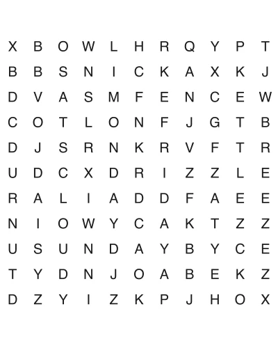 Free printable easy word search puzzle 6, 11x11 grid, 2 directions, US Letter PDF with answer key