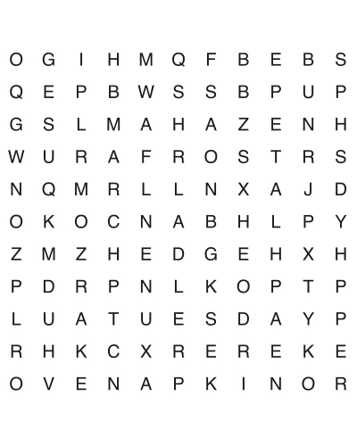 Free printable easy word search puzzle 7, 11x11 grid, 2 directions, US Letter PDF with answer key
