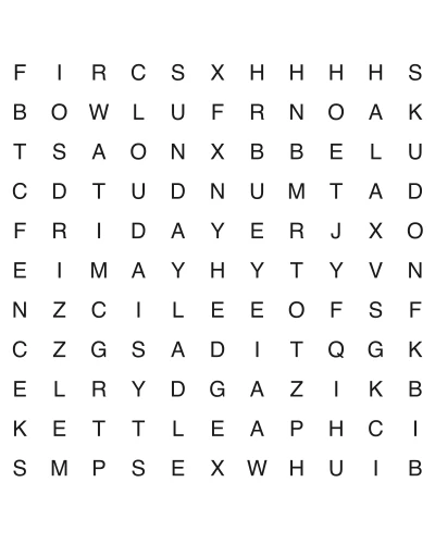 Free printable easy word search puzzle 11, 11x11 grid, 2 directions, US Letter PDF with answer key