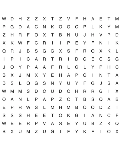 Free printable word search puzzle 9, 15x15 grid, 4 directions, US Letter PDF with answer key